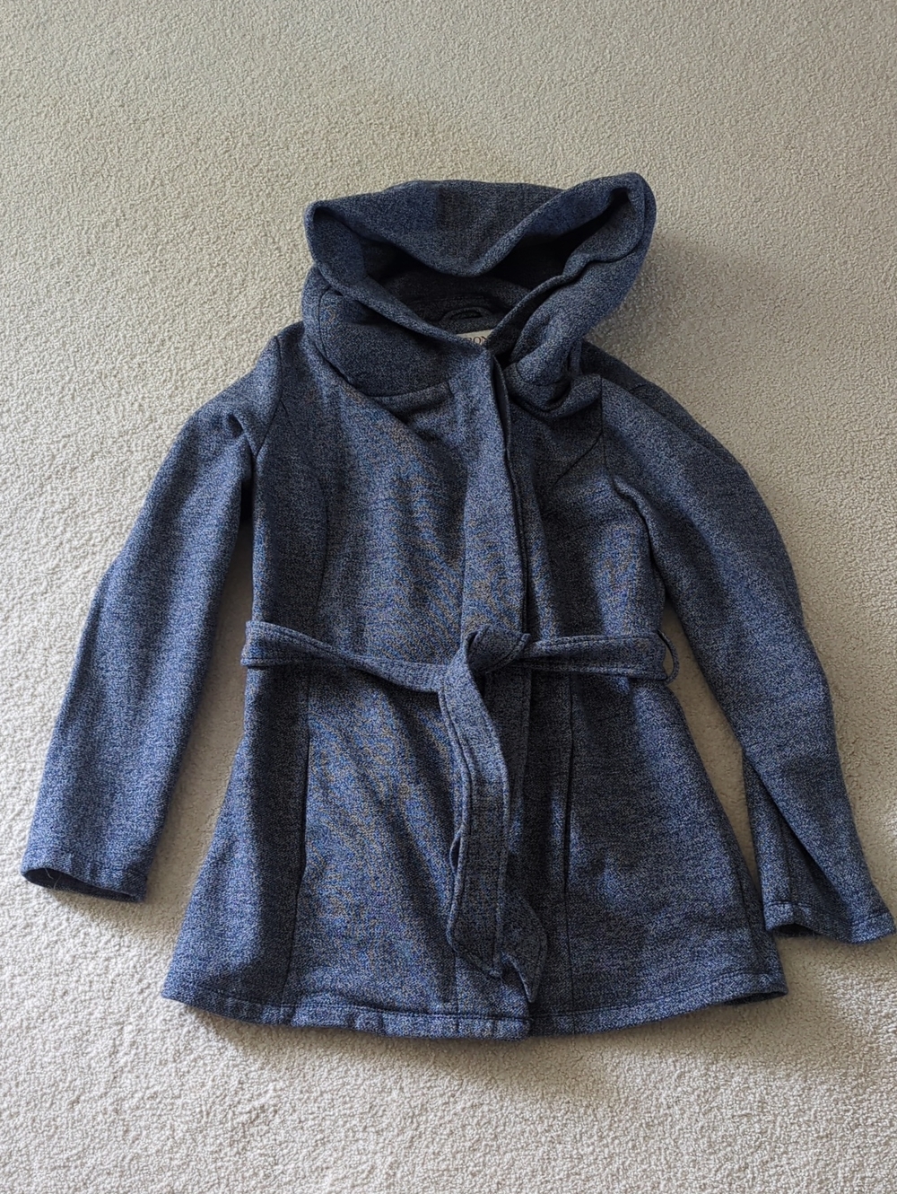 Merona Heathered Navy Hooded Belted Women's Sweater Jacket